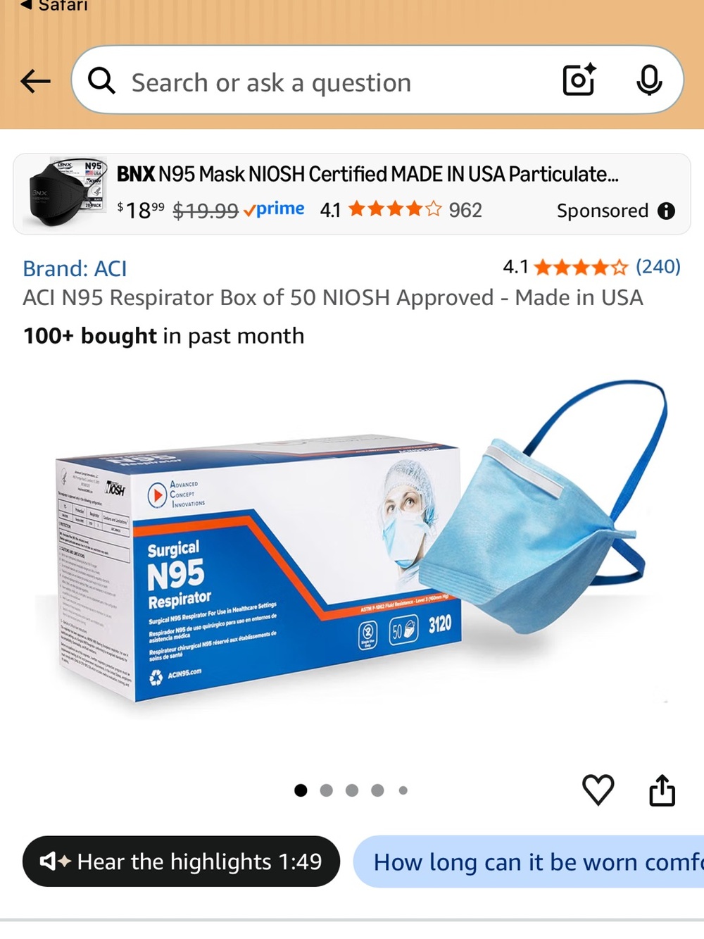 NWT 46 Surgical N95 Respirators